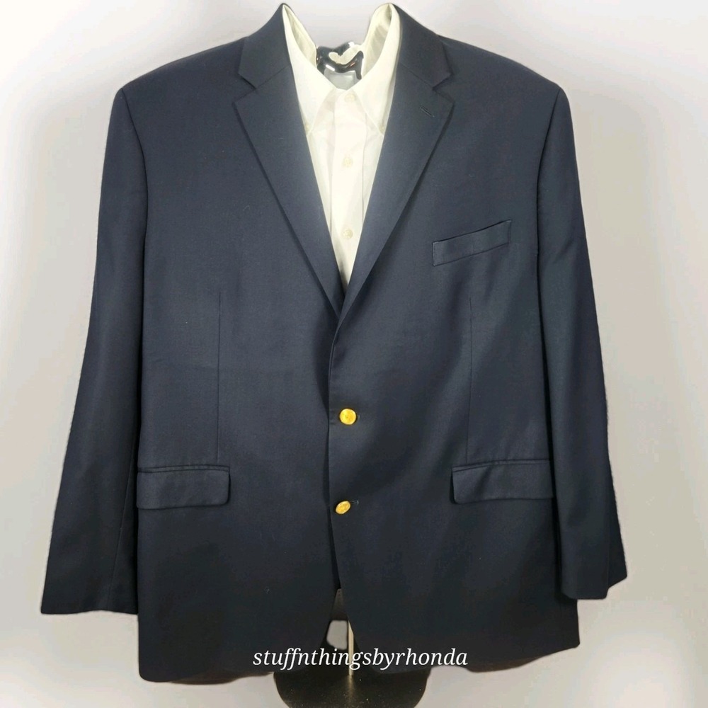 Lauren Ralph Lauren Men's Classic Navy With Gold Buttons 100% Wool Blazer 50R
